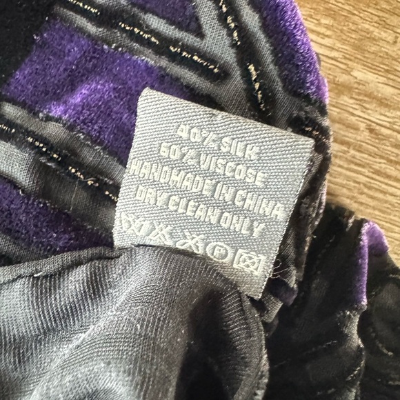 Black and Purple Velvet Burnout Scarf from Cocoon House - Picture 4 of 4